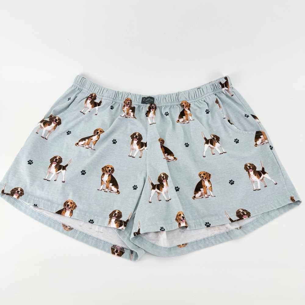 Comfies XL Beagle Dog Print Pajama Shorts Women’s Blue Lounge Sleepwear